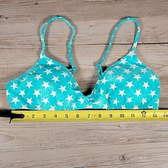 The Bikini Lab Turquoise Stars Bralette Bikini Top Sz L - Picture 4 of 9